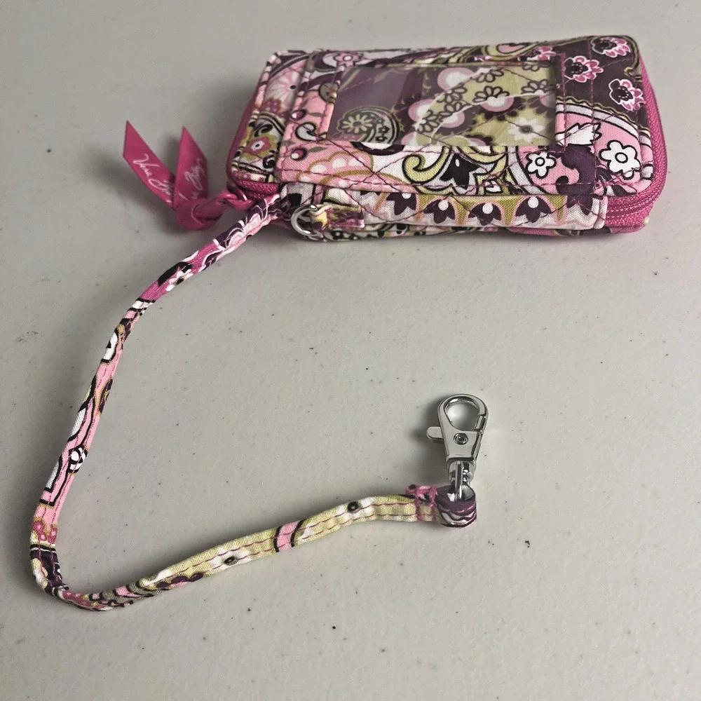 Vera Bradley Pink Wallet Very Berry Paisley All In One Wristlet ID Retired NWOT - Picture 10 of 12